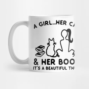 A Girl Her Cat & Her Book Mug